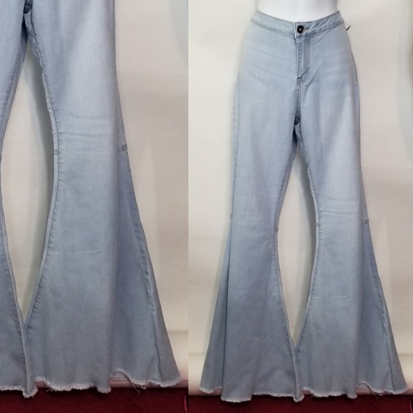 Bell Bottom Wide Leg Light Wash Jeans - Picture 3 of 8